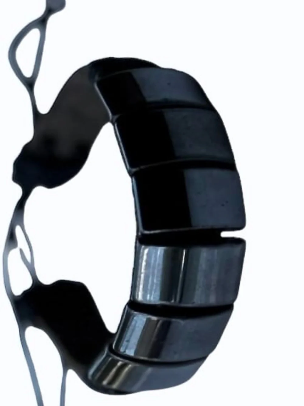 Mens All Black Leather Cotton Bracelet